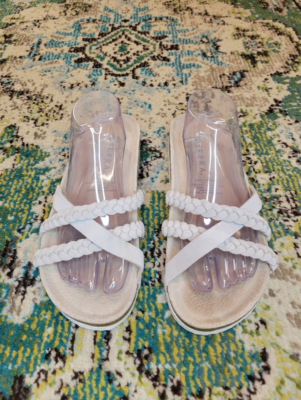 Serra Genuine Leather Braided Comfort Footbed Slip On Sandals, Size Womens 10